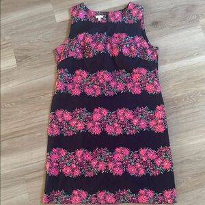 Talbots Black Dress with Pink and Green Floral Pattern